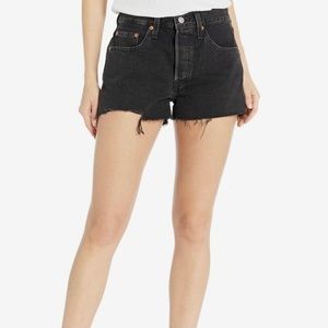 Levi’s 501 High rise black denim shorts